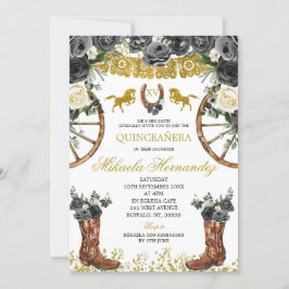 Western Gold und Black Charra Boots 15 Anos Einlad Einladung