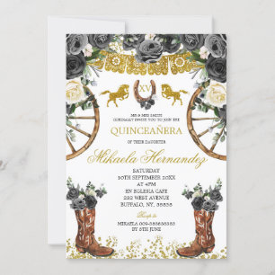 Western Gold und Black Charra Boots 15 Anos Einlad Einladung