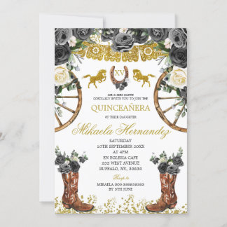 Western Gold und Black Charra Boots 15 Anos Einlad Einladung