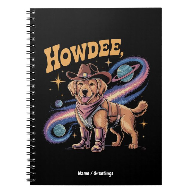 Western Golden Retriever Funny Cowboy Space Dog  Notizblock (Vorderseite)