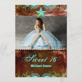 Western Grad Einladung Blauer brauner Star