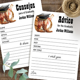 Western Graduation Advice English Spanish card Einladung