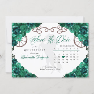 Western Green Charro Quinceañera Save the Date Einladung