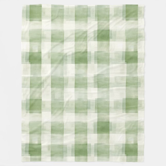 Western Green Cream Plaid Stripes Country   Fleecedecke (Vorderseite)
