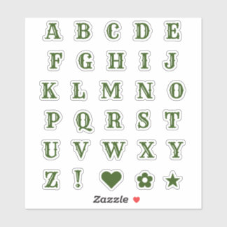 Western Green Letters | Monogram Alphabet Stickers Aufkleber