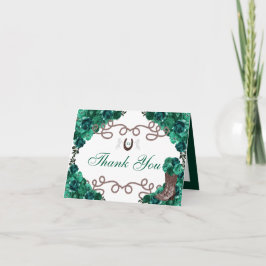 Western Green Rose Charra Quinceanera Vielen Dank Einladung