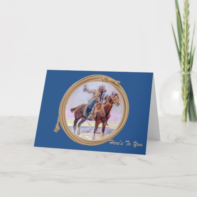 Western Grußkarten Cowboy auf Pferd Karte (Vorderseite)