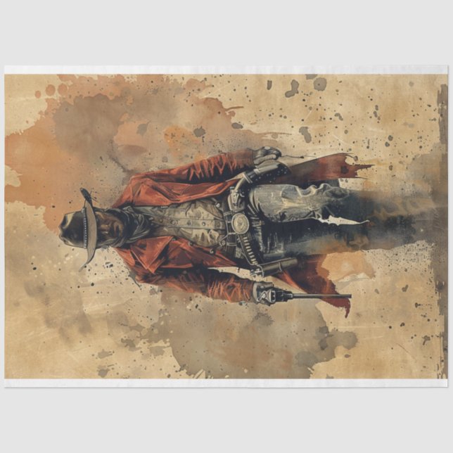 Western Gunfighter Wild West Decoupage Seidenpapier (Vorderseite)