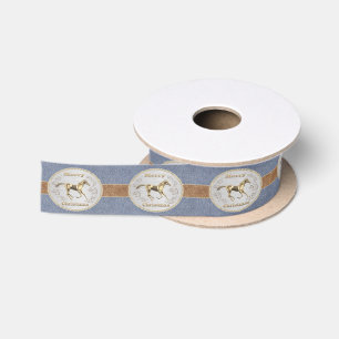 Western-Gürtel und Gürtelschnalle auf Denim Print Satinband
