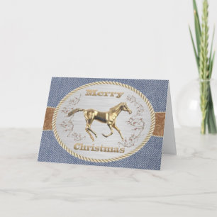 Western Gürtelschnalle Gold Pferd Frohe Weihnachte Feiertagskarte