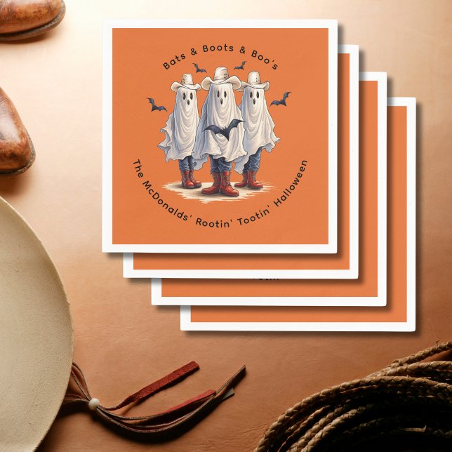Western Halloween Funny Ghost Cowboys Custom Serviette (Replace text with your own to personalize.  See collection for other partyware)