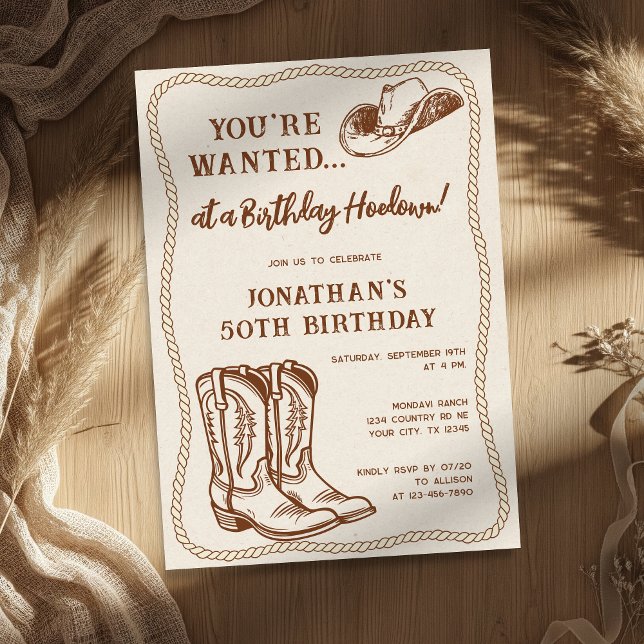 Western Hand Drawn Cowboy Boots Birthday Party Einladung (Von Creator hochgeladen)