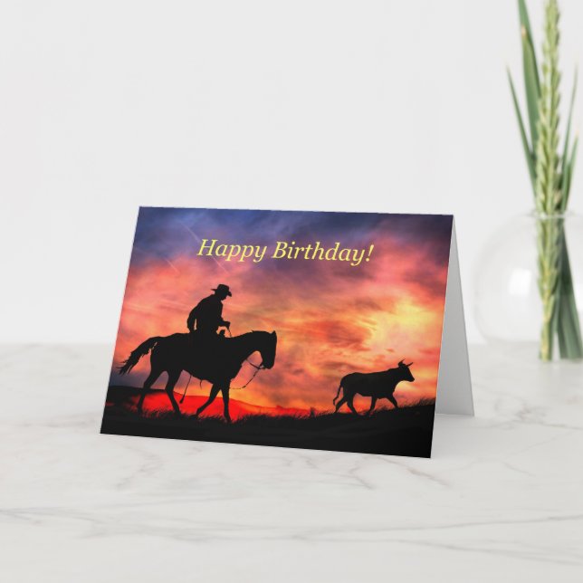 Western Happy Birthday von über die Meilen Karte (Vorderseite)