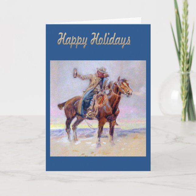 Western Happy Holidays Cowboy Carte de voeux (Devant)