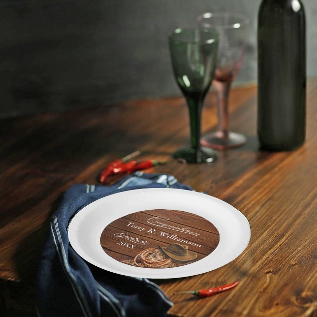 Western Hat und Lasso Graduation Party Pappteller (Von Creator hochgeladen)