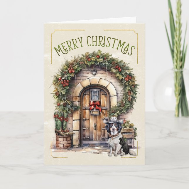 Western Haustür und Dog Cowboy Weihnachten (Vorderseite)