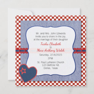 Western Heart and Checks Faire-part de mariage