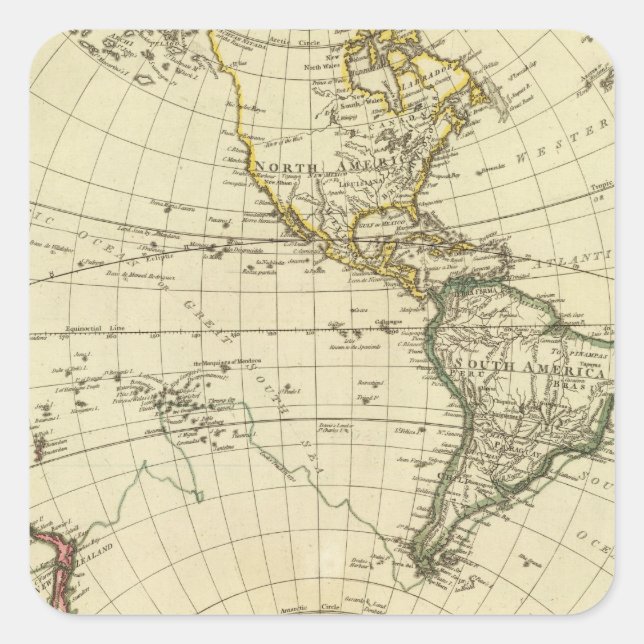 Western Hemisphäre 11 Quadratischer Aufkleber (Vorderseite)