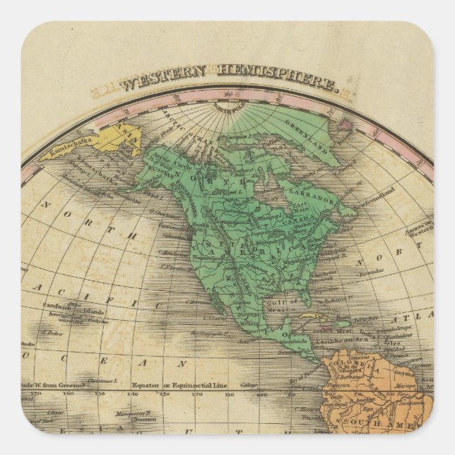 Western Hemisphäre 16 Quadratischer Aufkleber (Vorderseite)