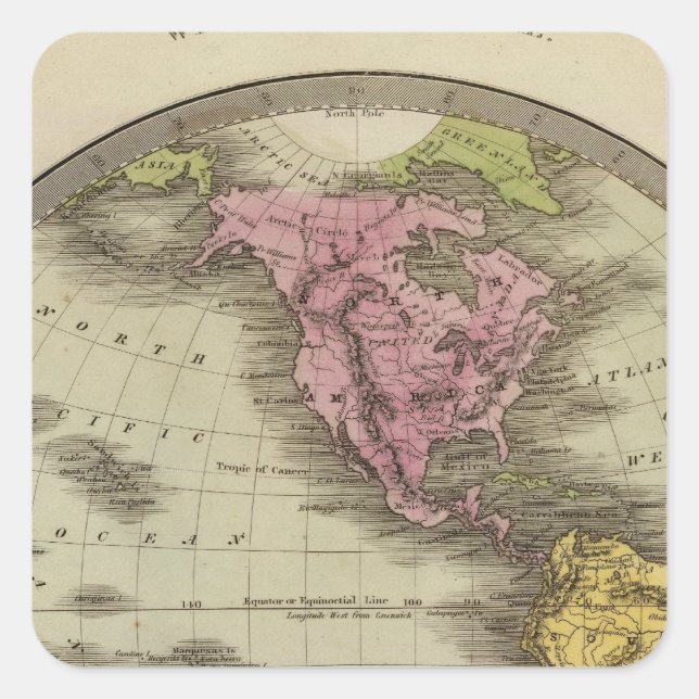 Western Hemisphäre 4 Quadratischer Aufkleber (Vorderseite)