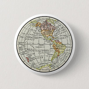 Western Hemisphäre Map Globe Travel Button