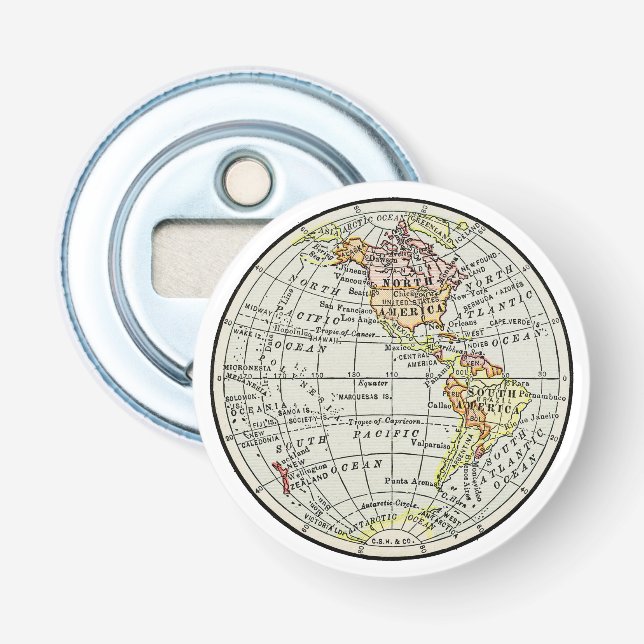 Western Hemisphäre Map Globe Travel Flaschenöffner (Vorderseite)
