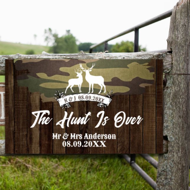 Western Hirsch die Jagd ist über Hochzeit Willkomm Poster (Western Deer The Hunt Is Over Wedding Welcome Poster)
