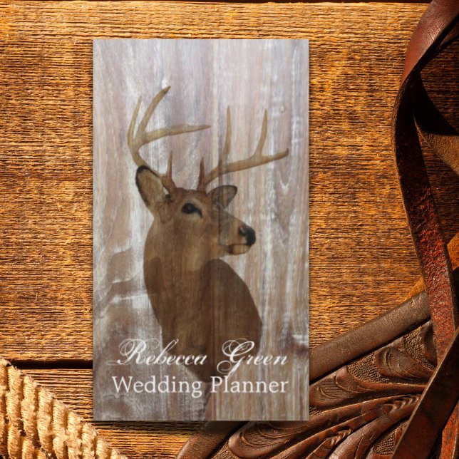 Western-Hirsche Visitenkarte (rustic western country wood grain deer business card)