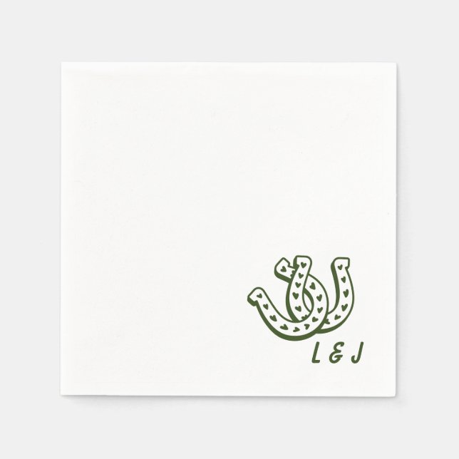 Western Hochzeit Custom Initials Country Cocktail Serviette (Vorderseite)