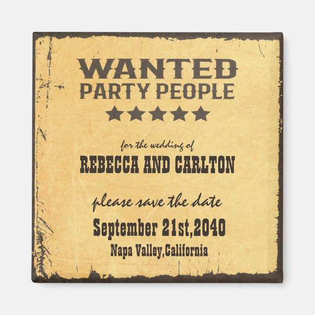 Western Hochzeit Gewollt Party Menschen Save the D Magnet (Vorne)