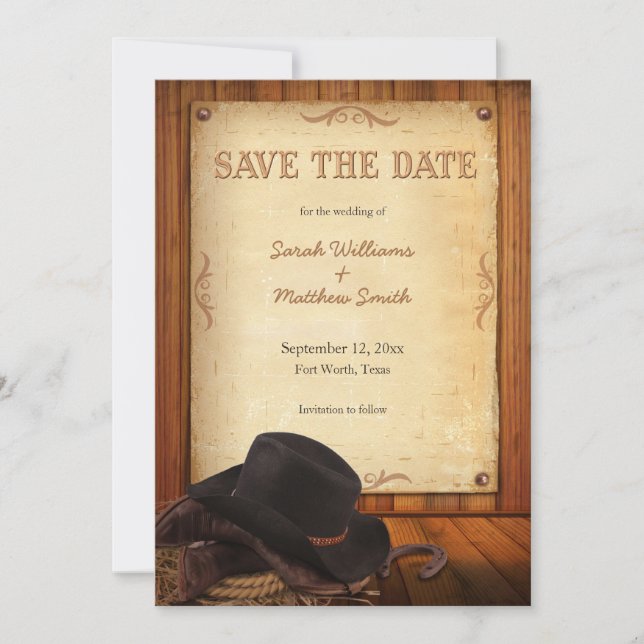 Western-Hochzeit speichern Sie das Datum Save The Date (Vorderseite)