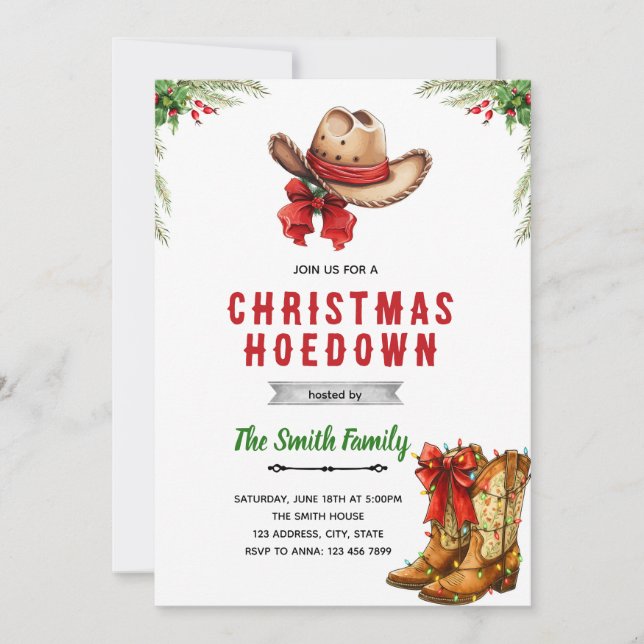 Western Hoedown Christmas Party invitation (Devant)