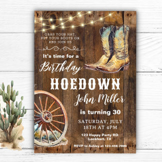 Western Hoedown Party Country Cowboy Boots Einladung