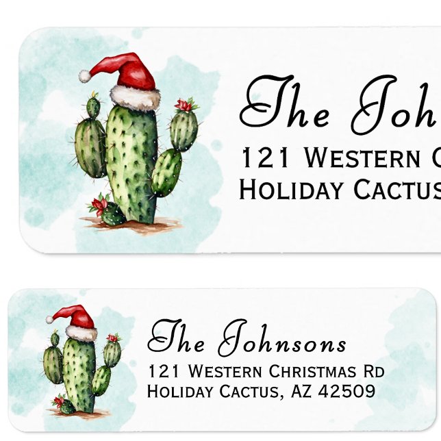 Western Holiday Cactus Weihnachts-Rücksendeadresse (Western Holiday Cactus Christmas Return Address Label)