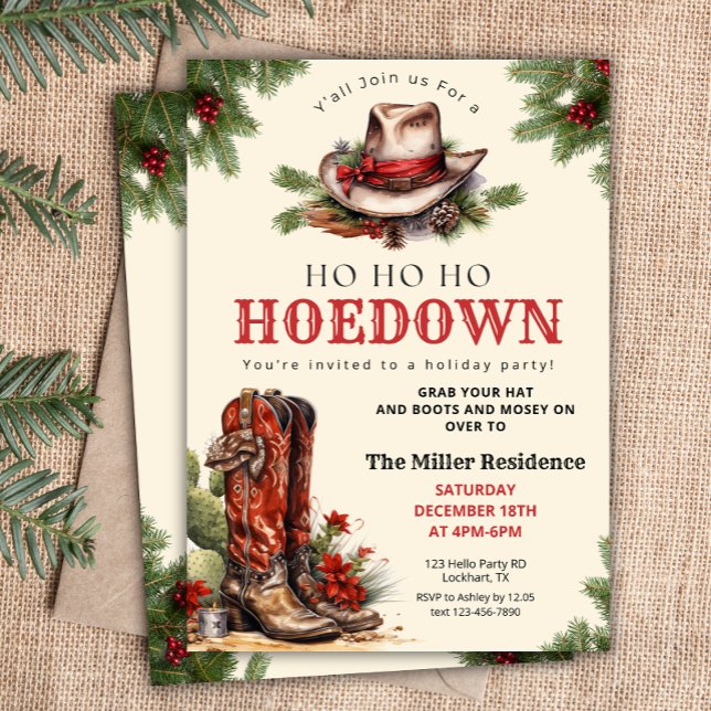 Western Holiday Hoedown, Christmas Country Cowboy Einladung (Von Creator hochgeladen)