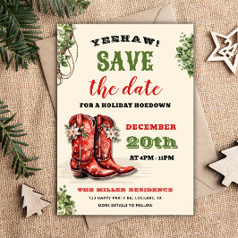 Western Holiday Hoedown, Christmas Country Cowboy Save The Date