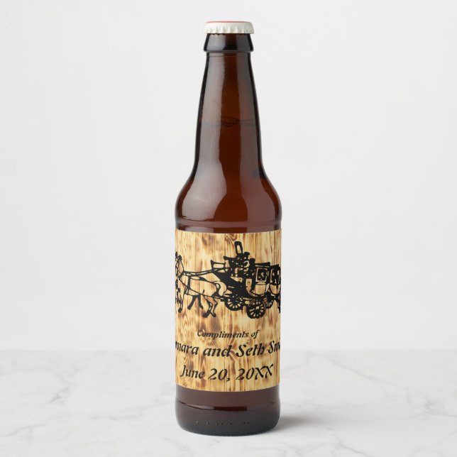 Western Holzbohlen und Stagecoach Bierflaschenetikett (Vorderseite)