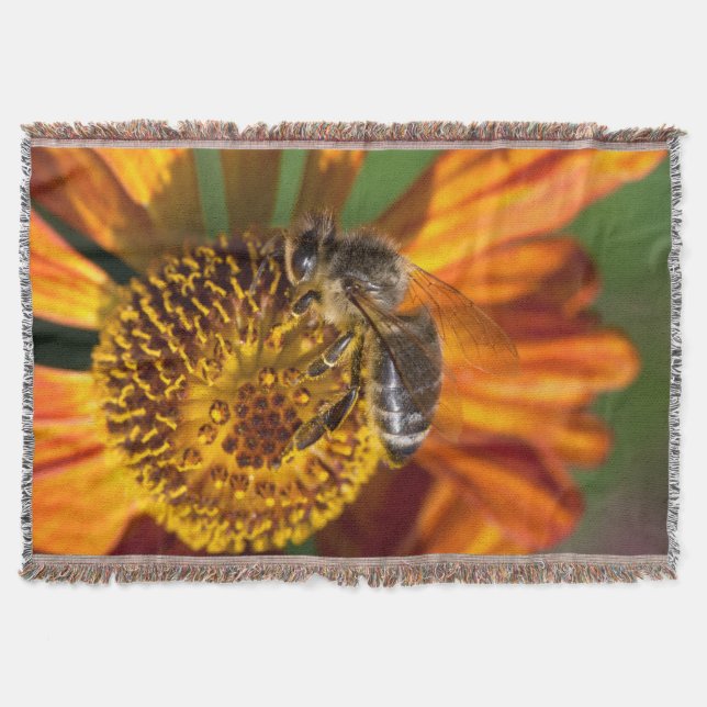 Western Honey Bee Macro Foto Decke (Vorderseite)