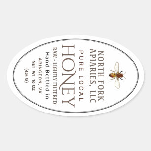 Western Honeybee Queenline Jar Label Ovaler Aufkleber
