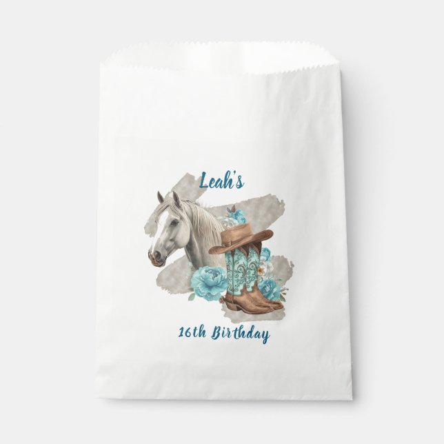 Western Horse Birthday Favor Bag Geschenktütchen (Vorderseite)
