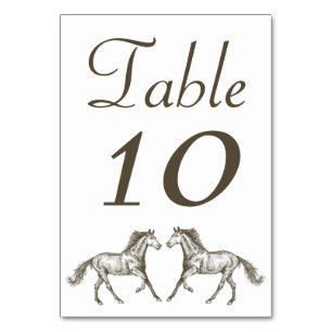 Western Horse Brown Wedding Reitsport Land Tischnummer