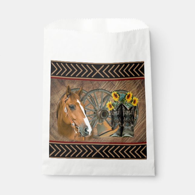 Western Horse Cowboy Boots Cowboy Hat Wagon Wheel Geschenktütchen (Vorderseite)