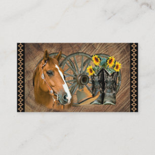 Western Horse Cowboy Boots Cowboy Hat Wagon Wheel  Visitenkarte