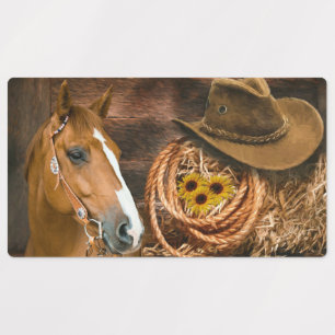 Western Horse Cowboy Hat Lasso Sonnenblumen Etiketten
