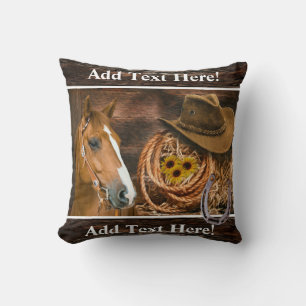 Western Horse Cowboy Hat Lasso Sonnenblumen Kissen
