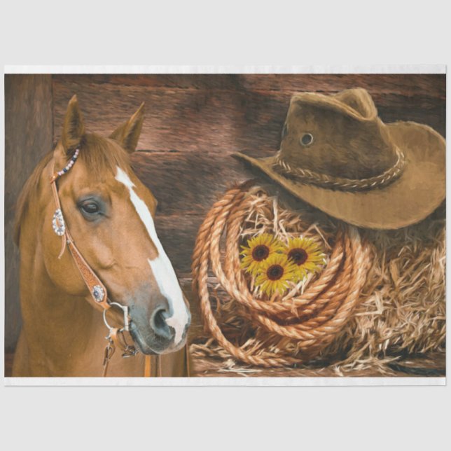 Western Horse Cowboy Hat Lasso Sonnenblumen  Seidenpapier (Vorderseite)