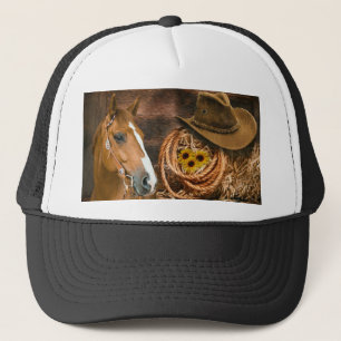 Western Horse Cowboy Hat Lasso Sonnenblumen Truckerkappe