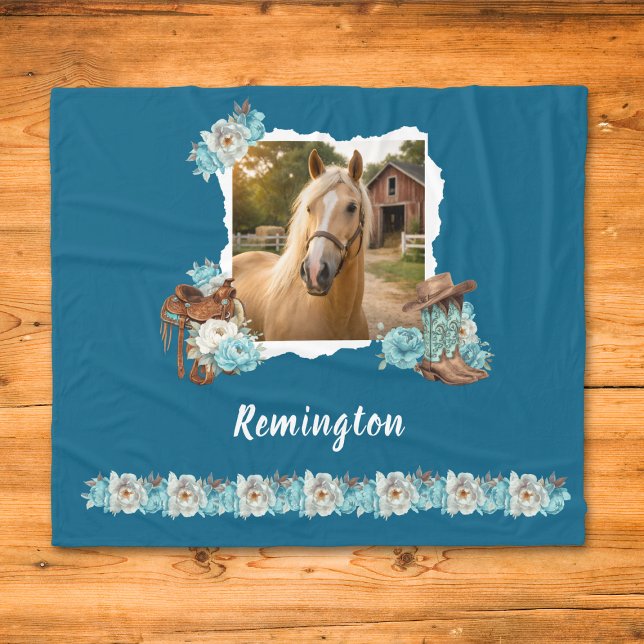 Western Horse Floral Blanket Fleecedecke (Von Creator hochgeladen)