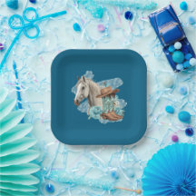 Western Horse Floral Equestrian- Navy Papier-Telle