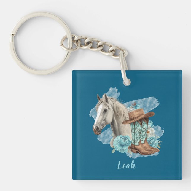 Western Horse Floral Keychain (Devant)